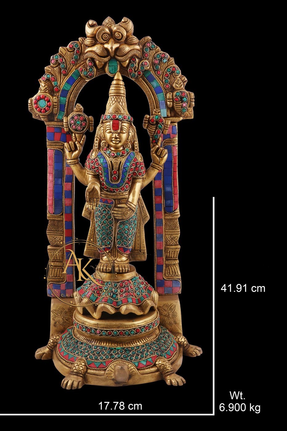Brass Lakshmi Statue on Turtle, Hindu Goddess Idol, 16.5 Inch