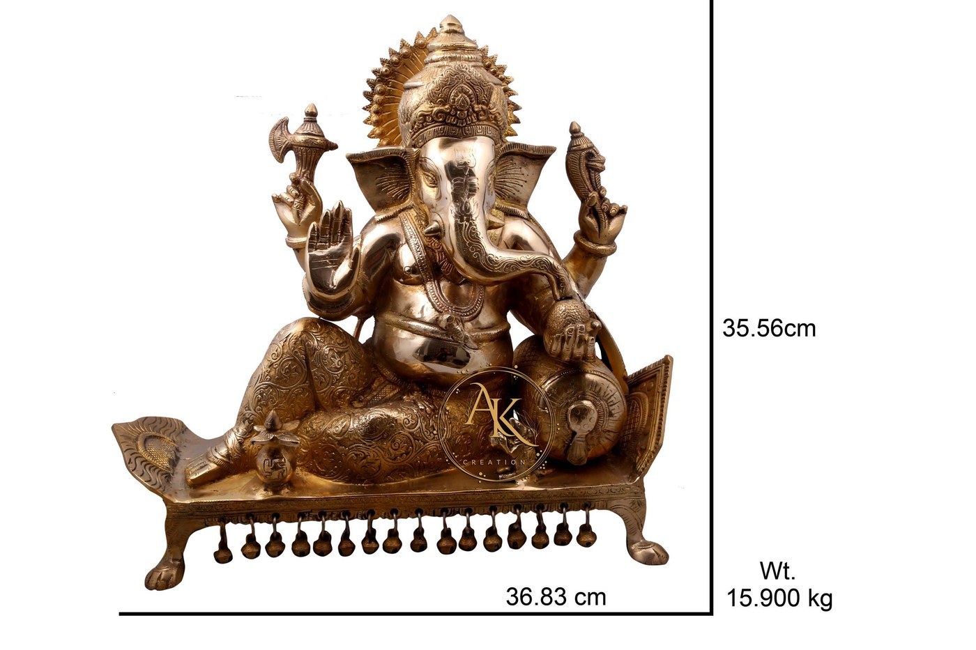 Brass Ganesha Statue: Intricate Hindu Idol for Altar or Shelf Decor