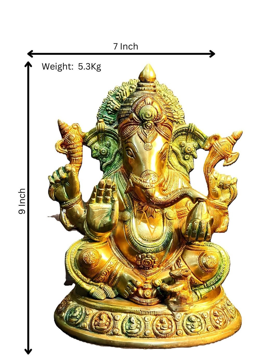 Brass Ganesha Statue 9-Inch: Hindu God Home Temple Decor, Prosperity Idol, Indian Art Sculpture