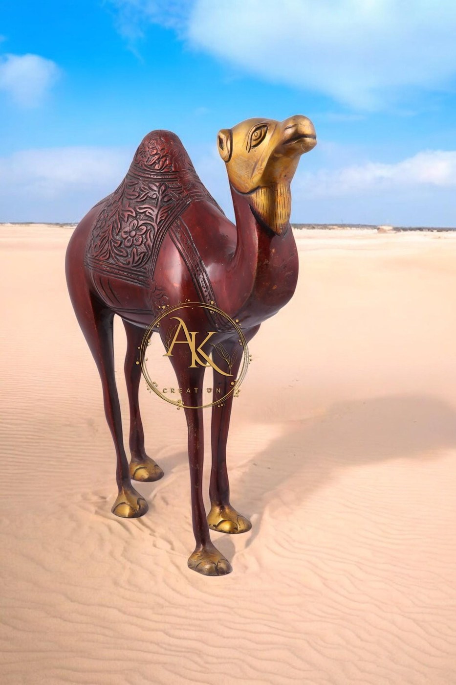 Brass Camel Statue 8 Inch: Vintage Mid-Century Table Decor - Hindu Statues