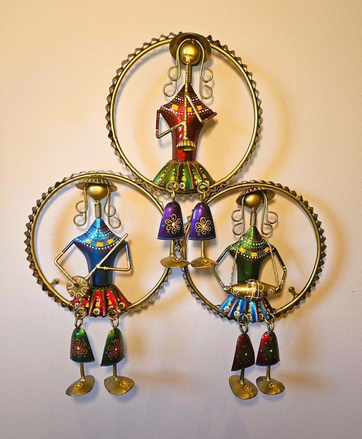 Wrought Iron Tribal Musician Wall Art: Handmade Home Decor