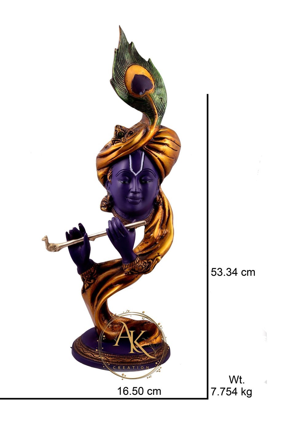 Krishna Brass Statue 21 Inch: Large Modern Hindu Home Decor