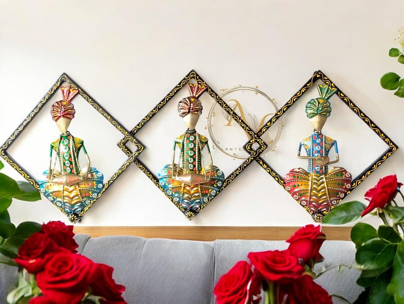 Wrought Iron Musician Kites | Whimsical Wall Decor | Indian Folk Art