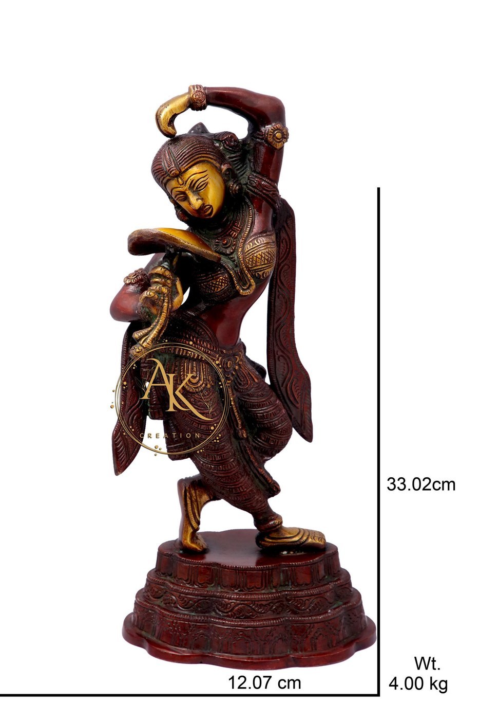 13" Brass Shringar Lady Statue, Antique Finish, Indian Decor - Hindu Statues