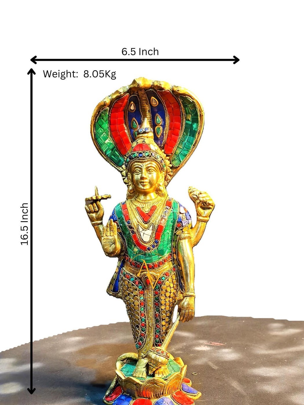 Large 16.5" Brass Lakshmi Narayan Statue, Vishnu Idol, Pooja Decor - Hindu Statues