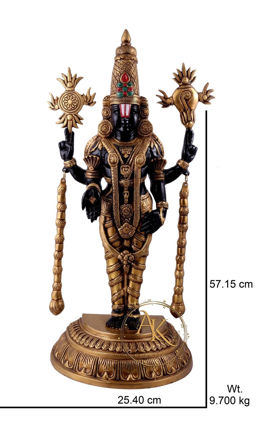 Tirupati Balaji Brass Statue: Large Hindu God Venkateswara Idol