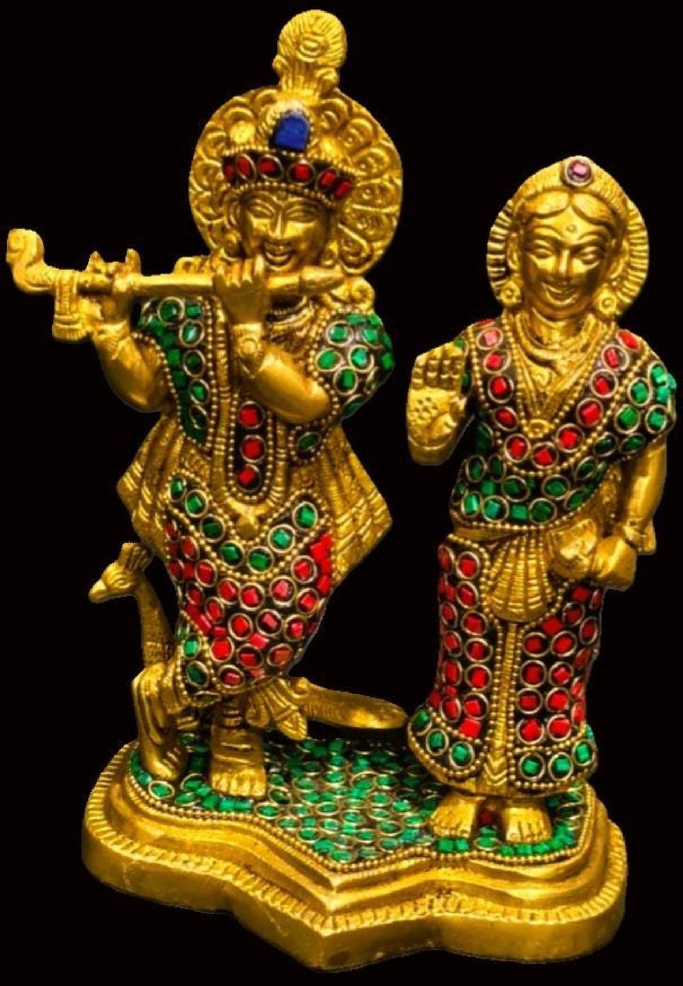 Radha Krishna Brass Statue 8 Inch: Spiritual Indian Art Decor - Hindu Statues