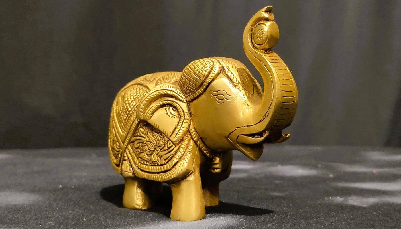 Brass Elephant Statue 4 Inch: Handcrafted Indian Home Decor - Hindu Statues