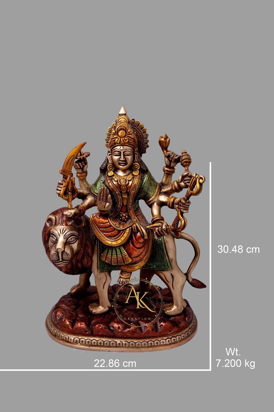Brass Durga Maa Statue 30.48 cm: Hindu Goddess Idol Decor
