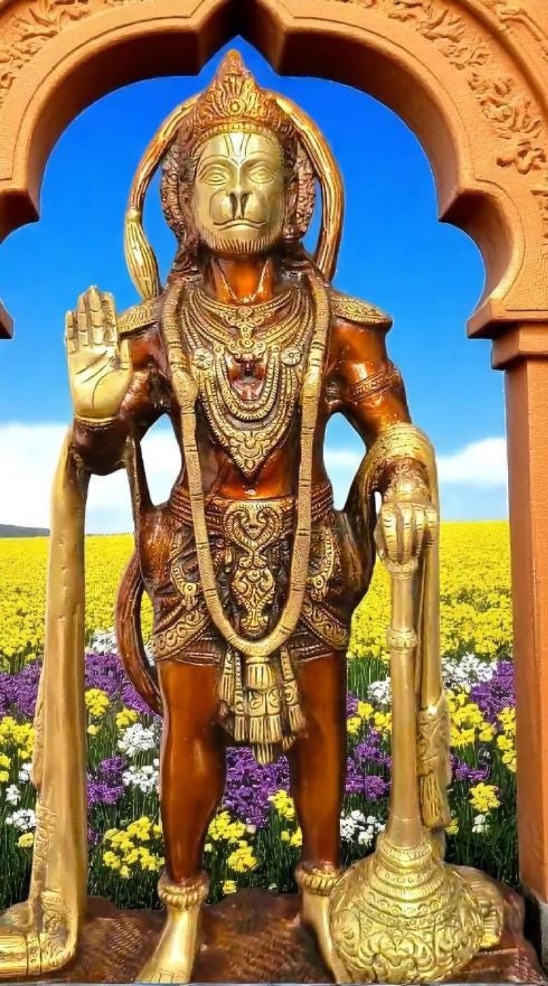 16.5-inch Brass Hanuman Statue – Hindu Home Temple Decor