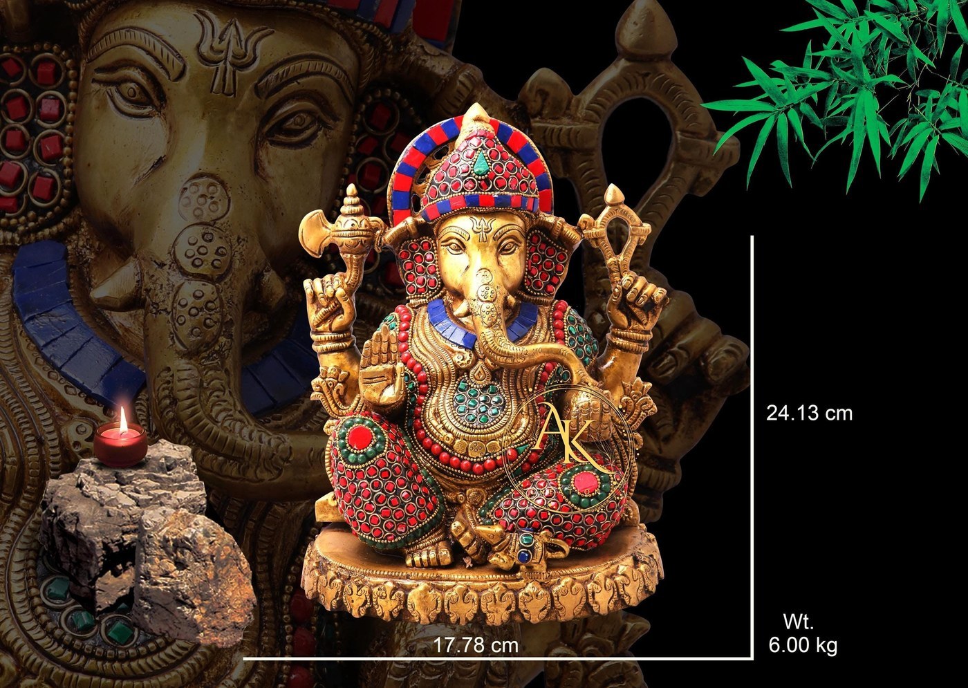 Brass Ganesha Statue 9.5 Inch: Hindu God Home Decor