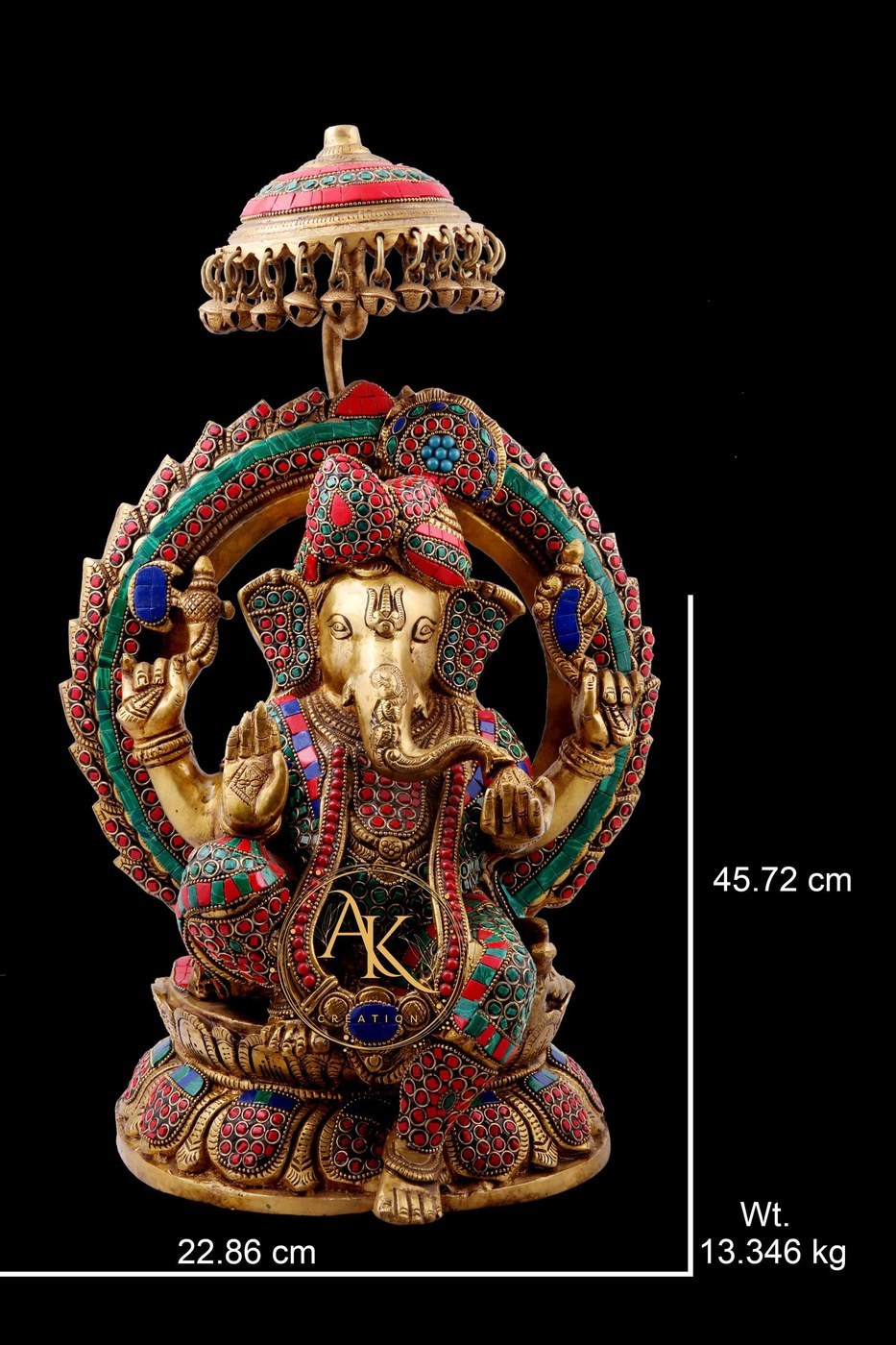 Brass Ganesha Statue – Hindu God of Luck, Vinayak Murti, Ganesha