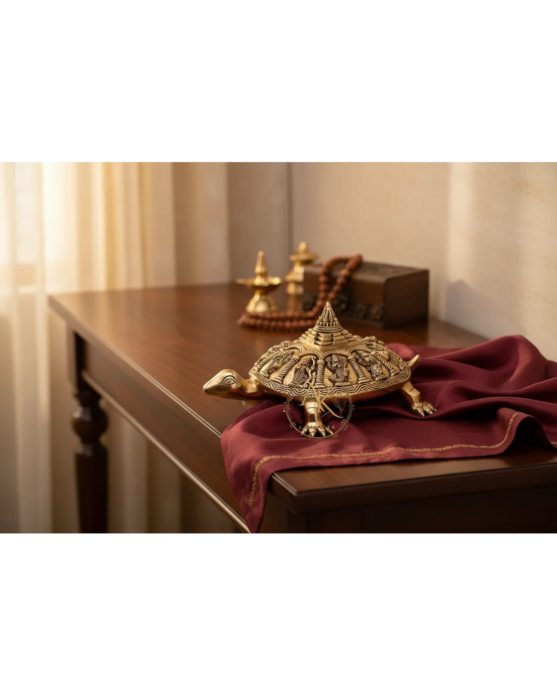 Brass Turtle Shree Yantra Showpiece, Vishnu Avatar for Good Luck - Hindu Statues