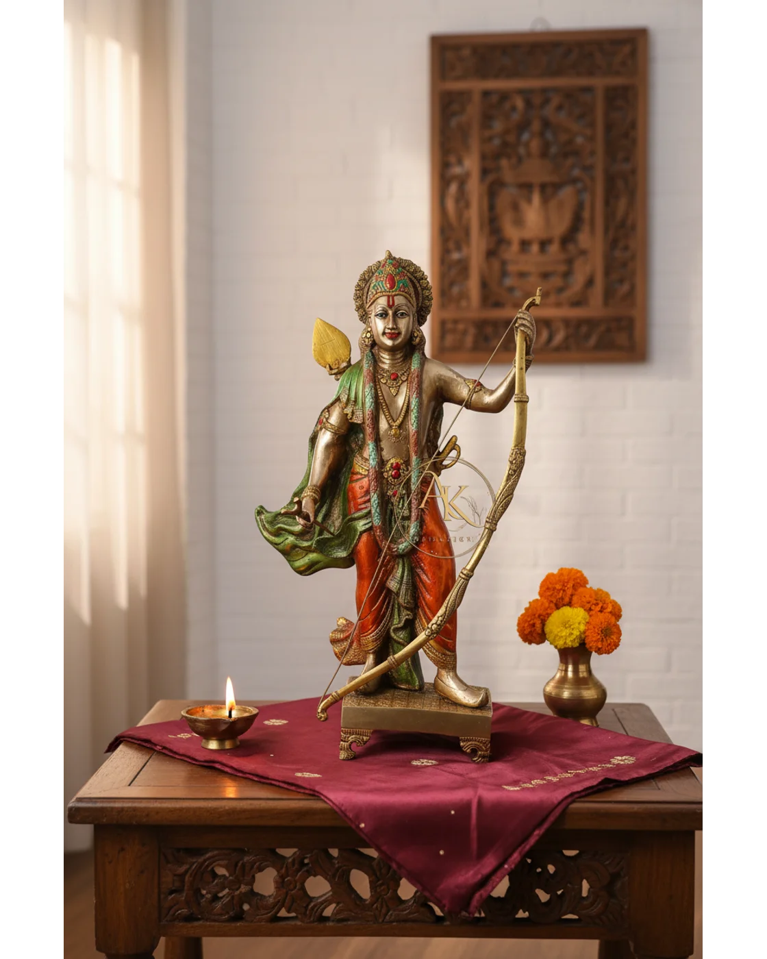 Brass Shree Ram Statue 25 Inch: Ram Idol with Bow for Home Temple Decor - Hindu Statues